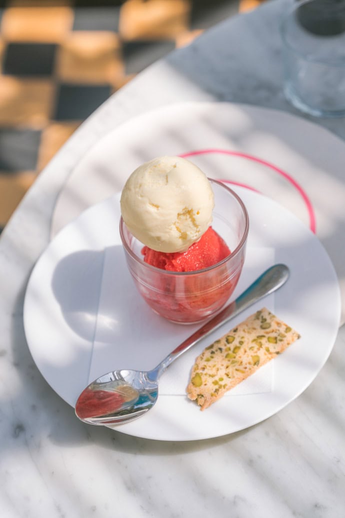 DSC00393 - 2022 - Gees Restaurant & Bar - Oxford - High res - Ice cream & sorbet pistachio biscotti - Web Feature