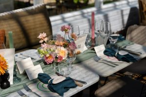 A7R08893 - 2023 - Gees Restaurant & Bar - Oxford - High Res - Wedding Glasshouse Exclusive Use Table Setup Flowers - Web Feature