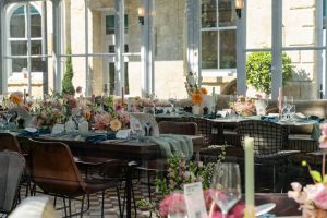 A7R08952 - 2023 - Gees Restaurant & Bar - Oxford - High Res - Wedding Glasshouse Exclusive Use Table Setup Flowers - Web Feature
