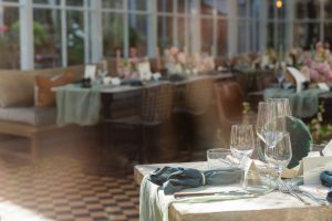 A7R08967 - 2023 - Gees Restaurant & Bar - Oxford - High Res - Wedding Glasshouse Exclusive Use Table Setup Detail - Web Feature